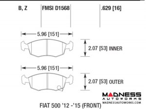 FIAT 500 Brake Pads - Front - Hawk - HPS 5.0 - Non Turbo Models